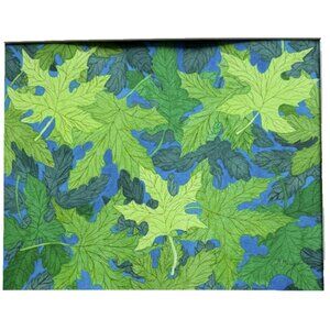 PAINTING WATERCOLOR ORIGINAL ART LEAVES GREEN BLUE SPRING 11X14 WHITE MAT 16X20